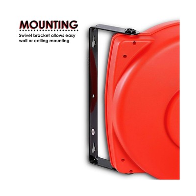 Reelworks Extension Cord Reel 12AWGx65'ft and Air Hose Reel Retractable 1/4" ...