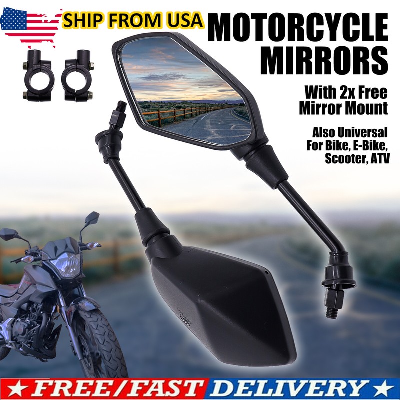 Motorcycle Side Mirror &Handlebar Mount For Bike ATV Scooter