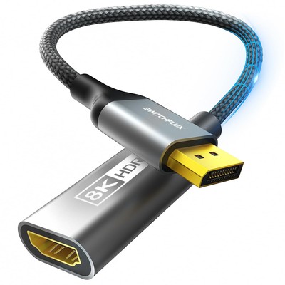 SWITCHFLUX DisplayPort 1.4 to HDMI 2.1 Adapter 8K@60Hz4K@120Hz2K@165Hz Active...
