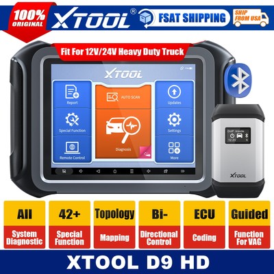 XTOOL D9HD For Heavy Duty Truck OBD2 Diagnostic Scanner E/CU Coding 42+ Service