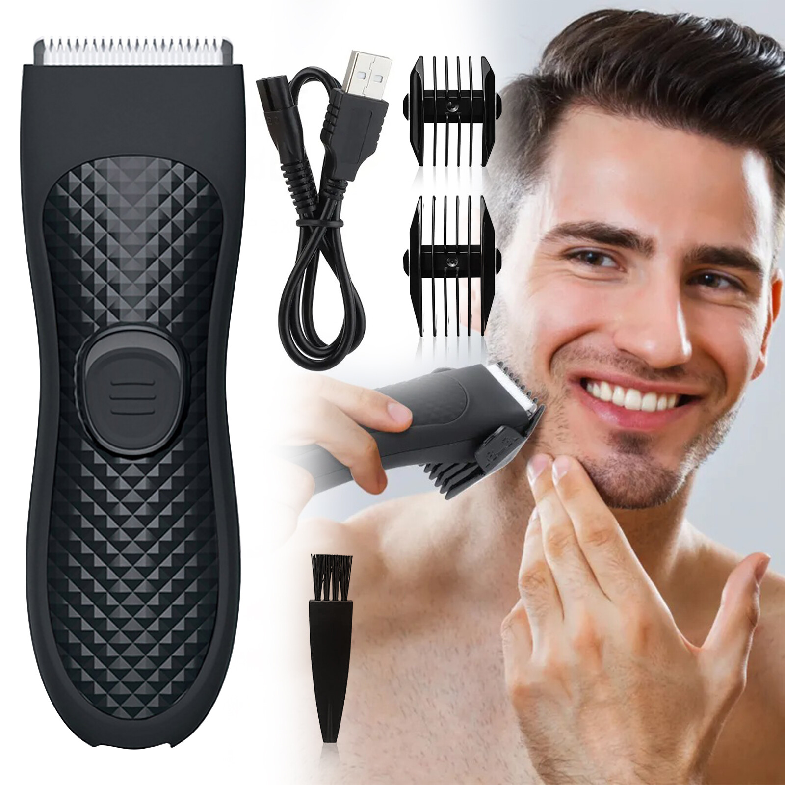 Men Body Trimmer, Waterproof Ball Shaver, Male Hygiene Razor w/ Charging Dock