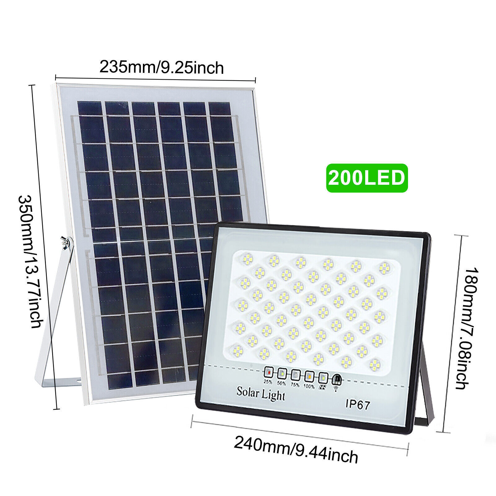 Outdoor Flood Light 300-1000W Solar Dusk Dawn LED Road Lamp+Solar Panel+Remote
