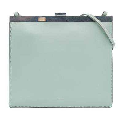 Authenticated Celine Mini Clasp Bag Green Light Calf Leather Crossbody