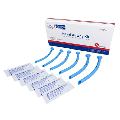 LINE2design Nasopharyngeal (Nasal) Airway Kit - Airway Management Kit - 6 Pack