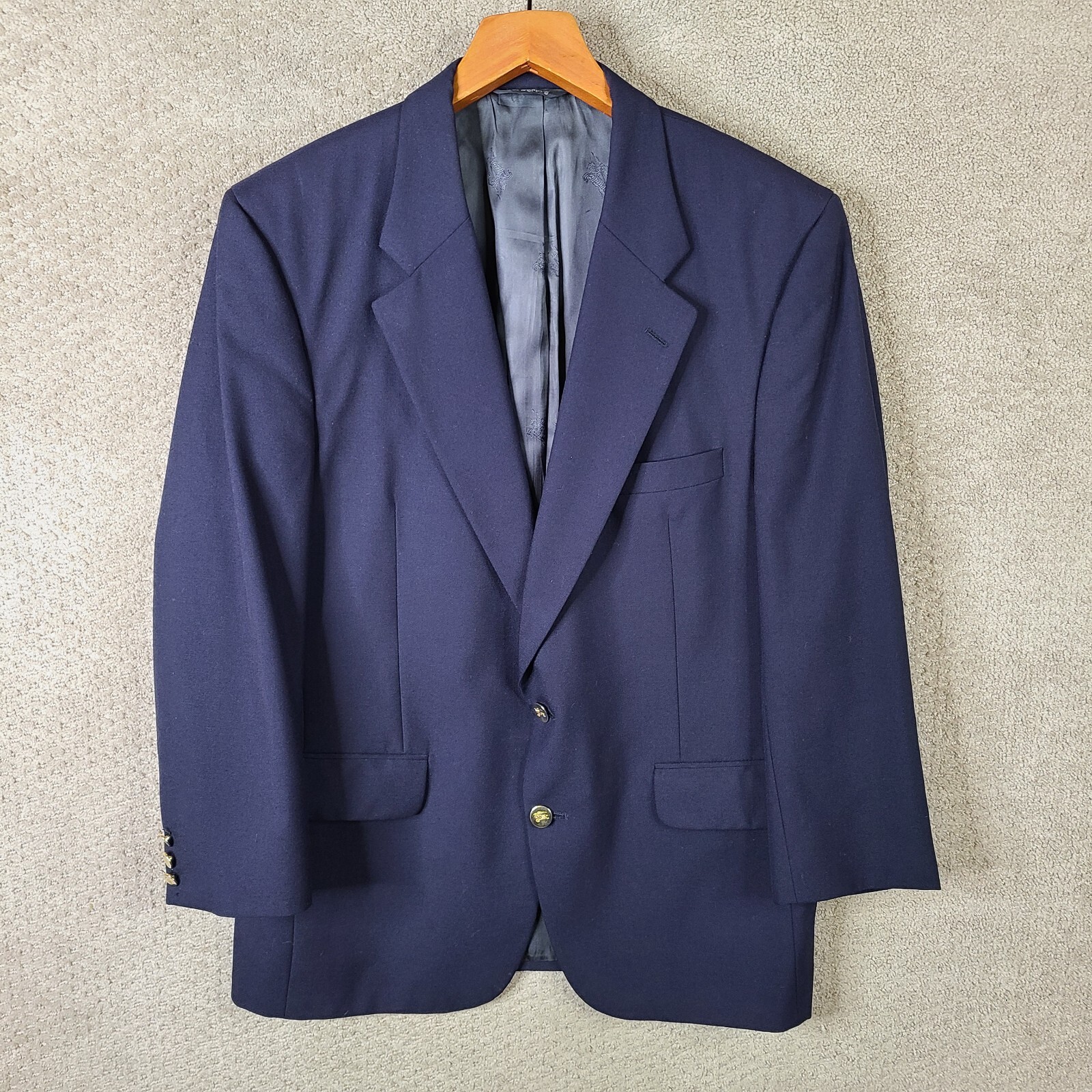 ヴィンテージ BURBERRY ライトブルー ジャケット Vintage Burberry Jacket Mens 44R Blue Sport Coat Gold