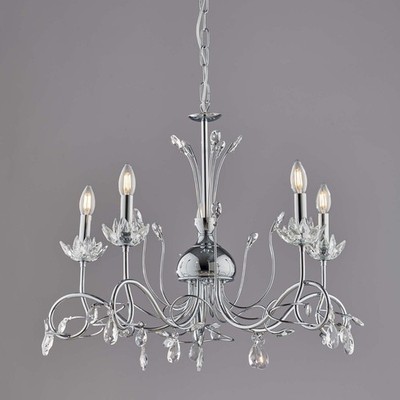 Lampadario moderno con cristalli 5 luci LGT kos cromato design swarovsky