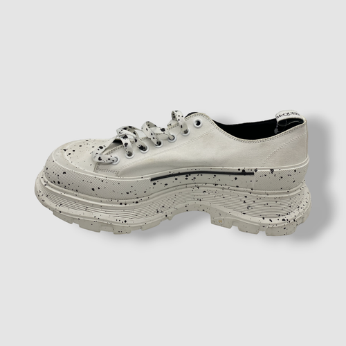 ALEXANDER MCQUEEN Tハ スリッフオン スライト 817471WIACT 9081 $720 Alexander McQueen Men's White Tread Slick Speckled Low