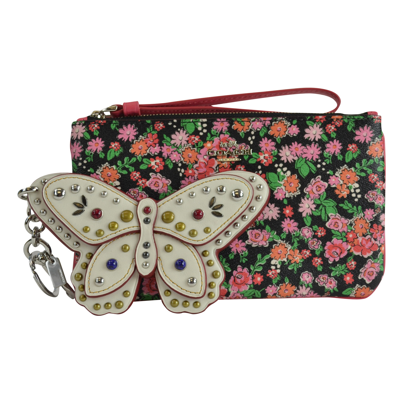 Coach Floral Wristlet Wallet/Stud Butterfly Keychain Key Fob Charm 57983 58996 | eBay