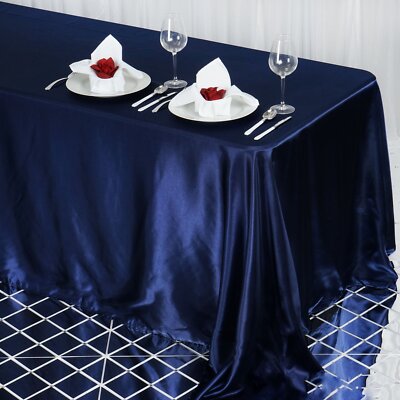 Navy Blue 90x132'' RECTANGLE Satin TABLECLOTH Wedding Party Home Banquet Linens