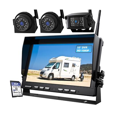 System With 10 Inch Dvr 4 Split Monitor, Ip69 Wa...