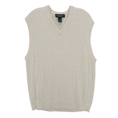BROOKS BROTHERS Sweater Vest White Sea Island Cotton Cable Knit Country Club XL