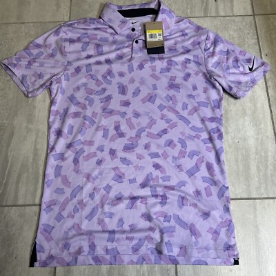 Nike Tour Dri-FIT Golf Polo Purple Print Shirt FD5739-512 Men's Size Small Tall