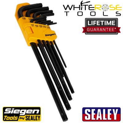 Siegen TRX-Star* Key Set 9pc Extra-Long Sealey Storage Case Garage Workshop