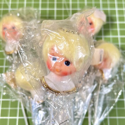 Lot 7 Vintage Lee Wards Japan Angel Head Christmas Ornament Topper Kitsch Rare