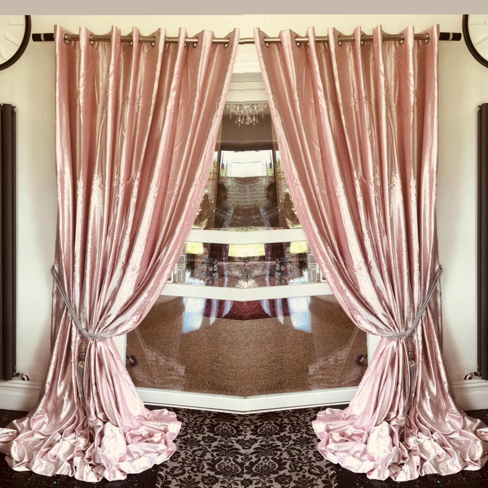 Pandora Floral 66 X 54 Ready Made Lined Eyelet Curtains Cream