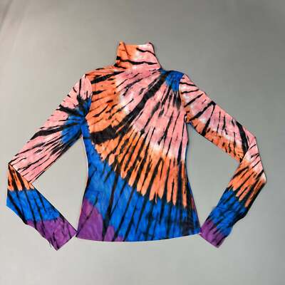 AFRM Zadie Turtleneck Pullover w/Thumb Holes Women's S Blue Halo Placement AET02