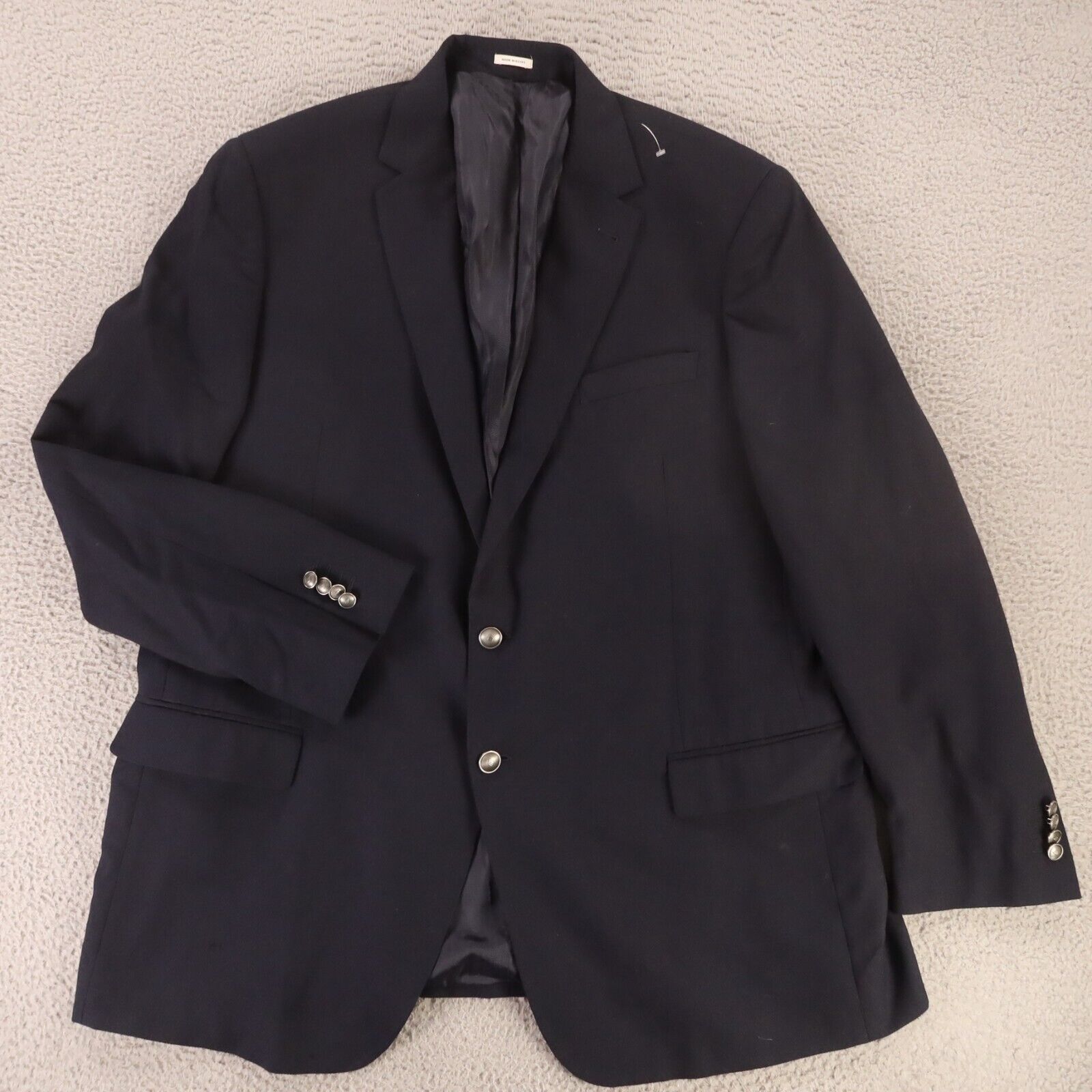 Hopsack Jacket XL XLT Blue Worsted 100% Wool Blazer Metal Hopsack Jacket XL XLT Blue Worsted 100% Wool Blazer Metal