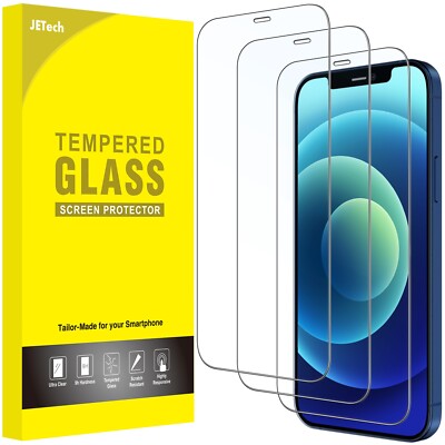 JETech Full Coverage Screen Protector for iPhone 12/12 Pro 6.1-Inch, 3-Pack