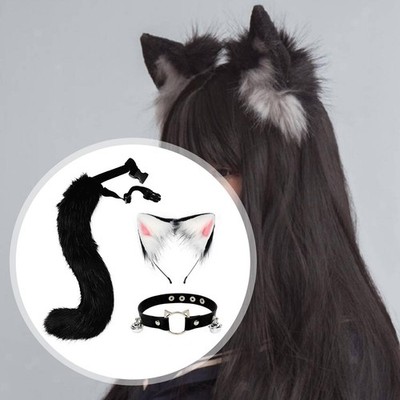 Ears and Long Tail Women Funny Gifts Hair Hoop for Carnival Masquerade Dance
