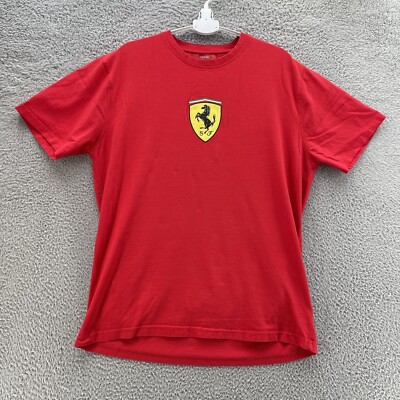 FERRARI Tee Men Large Red SF Scuderia Horse Shield Graphic 90s Racing Luxe Cars