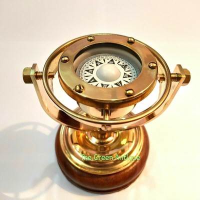 Antique Brass Gimble Compass Navigation Vintage Ship Floating Jumble Compass Antique Brass Gimble Compass Navigation Vintage Ship Floating Jumble Compass
