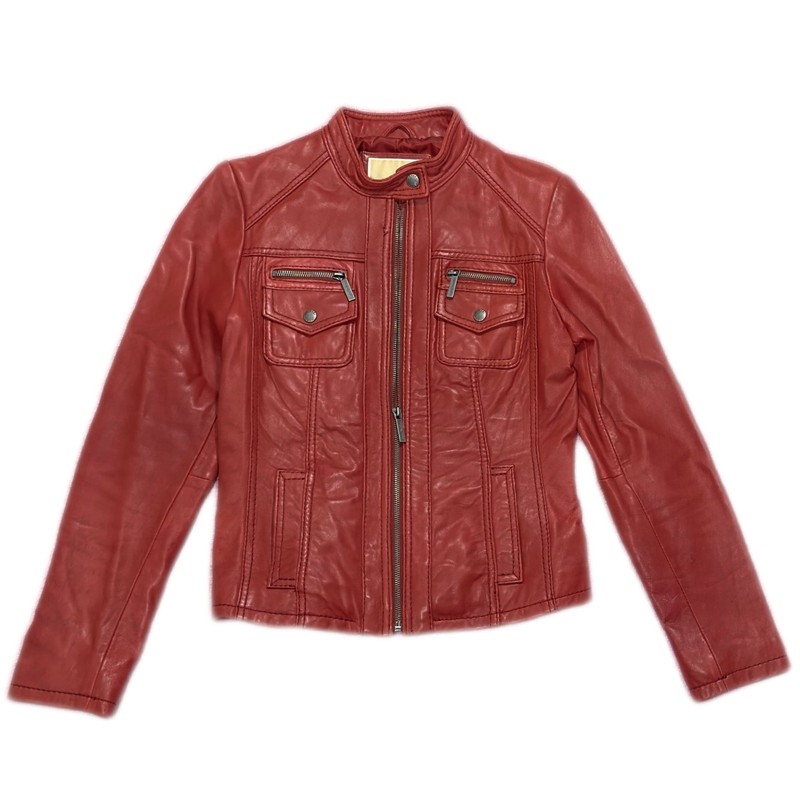 Michael Kors Red Leather Moto Jacket | eBay