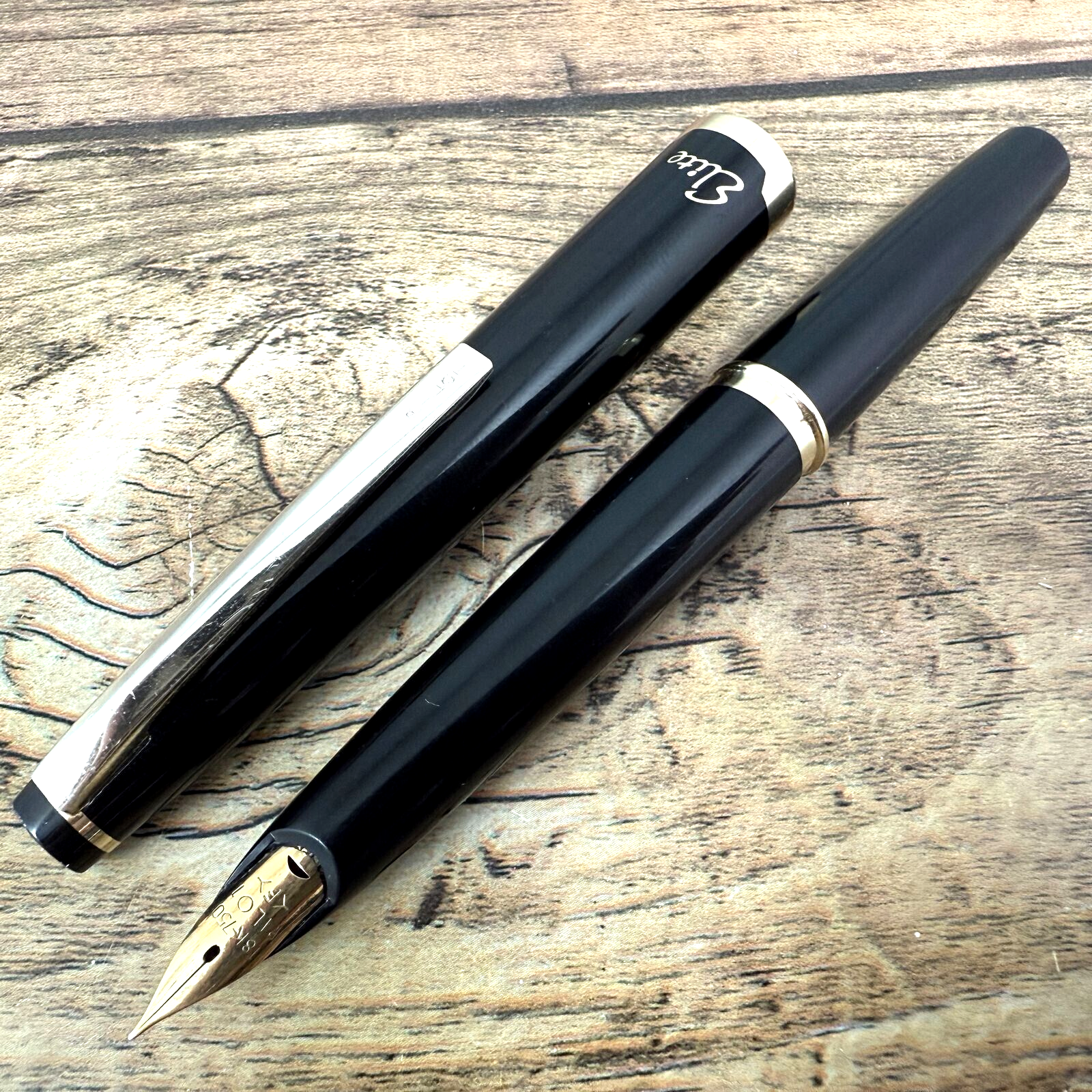 筆記具 Elite 18K750  PILOT PILOT ELITE 18K-750 Nib F BLACK FOUNTAIN PEN VINTAGE BLACK