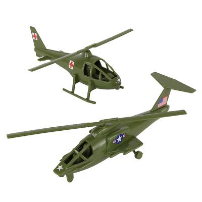 TimMee Processed Plastic Attack Transport HELICOPTERS OD Green Plastic Aircraft