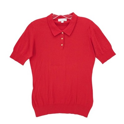 JOHN SMEDLEY Sea Island Cotton Red Polo Knit Top Women's Size MEDIUM