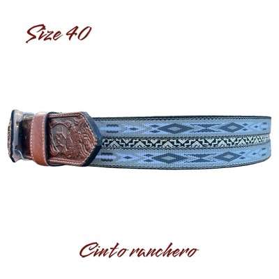leather belt Cowboy western Cinto Ranchero Size 40 Cinturón Vaqueros