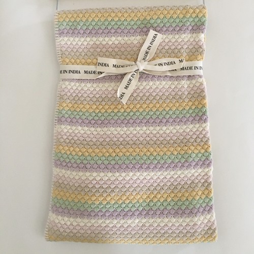 NEW Baby Blanket Cotton Knit Multicolor Stripes Baby Gift  | Made in India