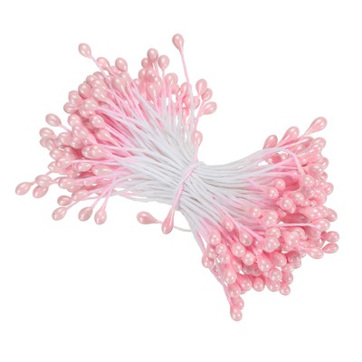 3mm Double Heads Flower Stamen, 150 Pcs Artificial Flower Pistil, Light Pink