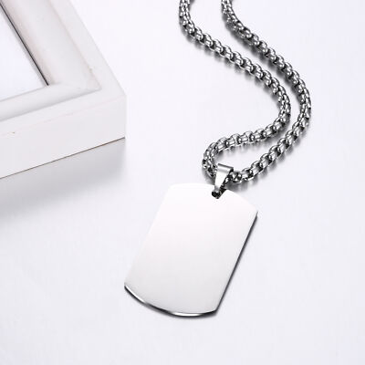 Personalized Photo Picture Custom Engraved Dog Tag Pendant Necklace Men Women