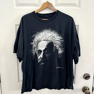 Vintage Albert Einstein T Shirt Faded Black Tee Mens XL