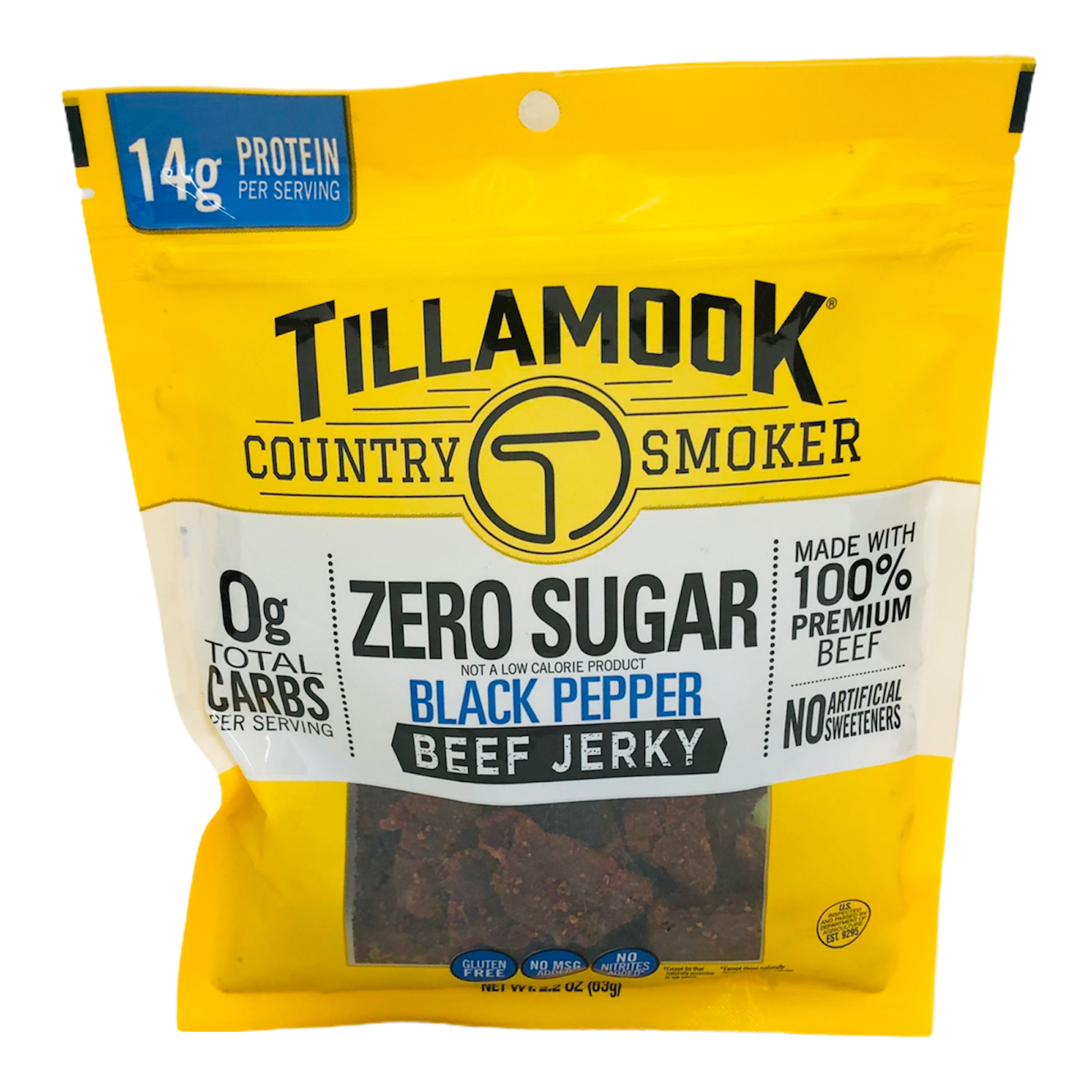 Tillamook Country Smoker Zero Sugar Black Pepper Beef Jerky 2.2 oz