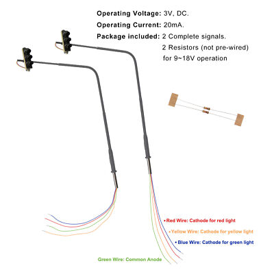Evemodel N Scale Traffic Lights Block Hanging Signals for Model Layout Pack of 2