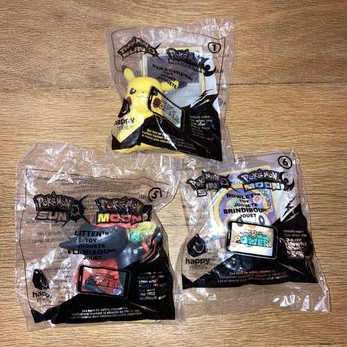 Lot of 3 - 2017 Pokemon McDonald's Happy Meal Toys-Pikachu/Litten/Rowlet