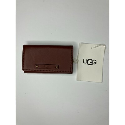 UGG Women's Jenna Key Case Leather & Canvas Snap Closure Brown New