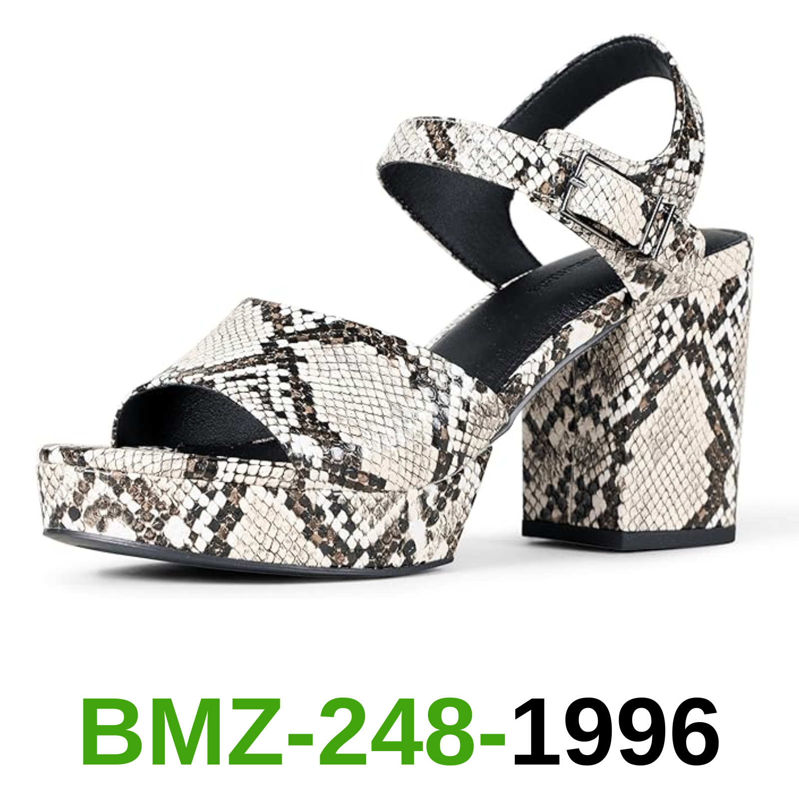 Amazon Essentials Women's Platform Heel Sandal, Faux Snake, 6
