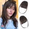 YOLIN Clip in Bangs, 100% Real Human Hair Dark Brown Fake Bangs Clip in Hair Extensions Fringe with Temples Hairpieces for Women Curved Curtain Bangs for Daily Wear