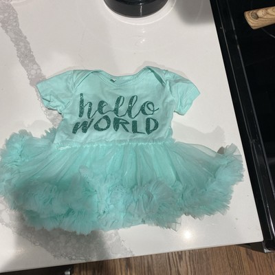 Infant One Piece Hello World Dress Tutu Glitter Beautiful Size XS Free Ship