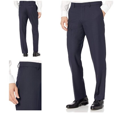  Amazon Essentials Men s Black Classic Flat Front Dress Pants 36x30 NWOT