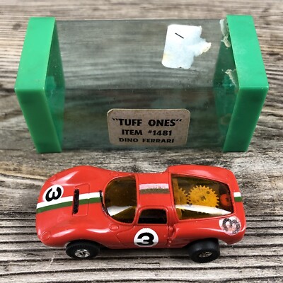Vintage Aurora T-Jet Tuff Ones Dino Ferrari Red 3 #1481 Slot Car Toy