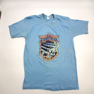 1981 Atari Asteroids Baby Blue Small Official T Shirt Vintage Video Game Tee