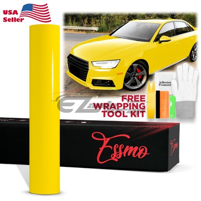 ESSMO PET Super Gloss Lemon Yellow Car Vehicle Vinyl Wrap Decal Gloss Like Paint