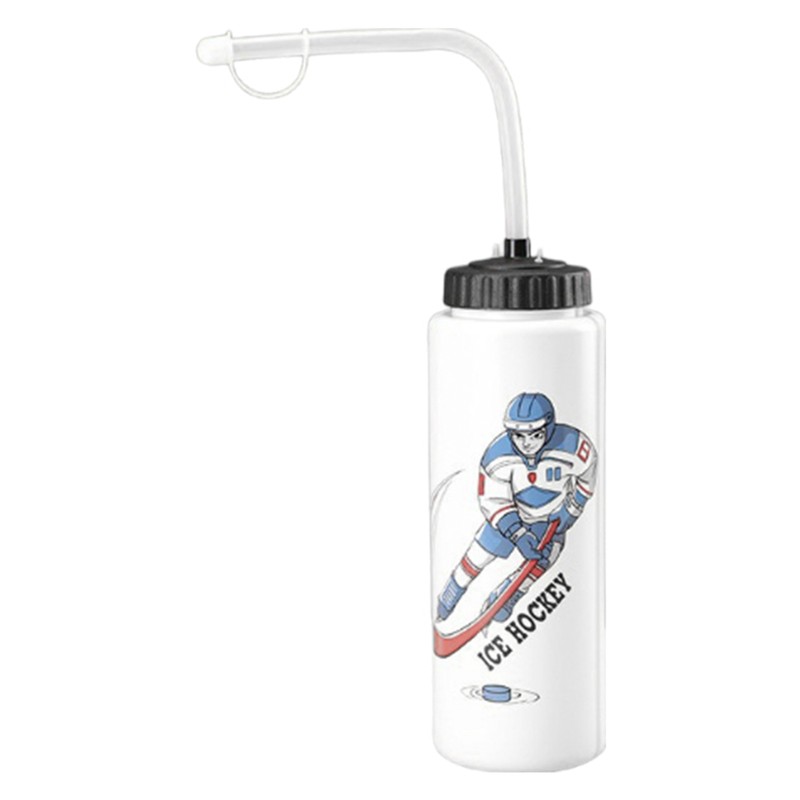 Ice Hockey Water Bottle 1 Liter Portable Sports Water Bottle with Long Spout