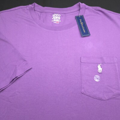 NEW! POLO RALPH LAUREN CREW T-SHIRT -2XB BIG 2XL LILAC PURPLE POCKET WHITE PONY