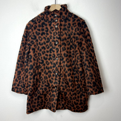 Marine Layer Stephanie Cocoon Coat Womens Size M Cheetah Print Button Up Pockets