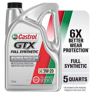Castrol GTX Full Synthetic 5W-20 Motor Oil, 5 Quarts Excellent Wear Protection