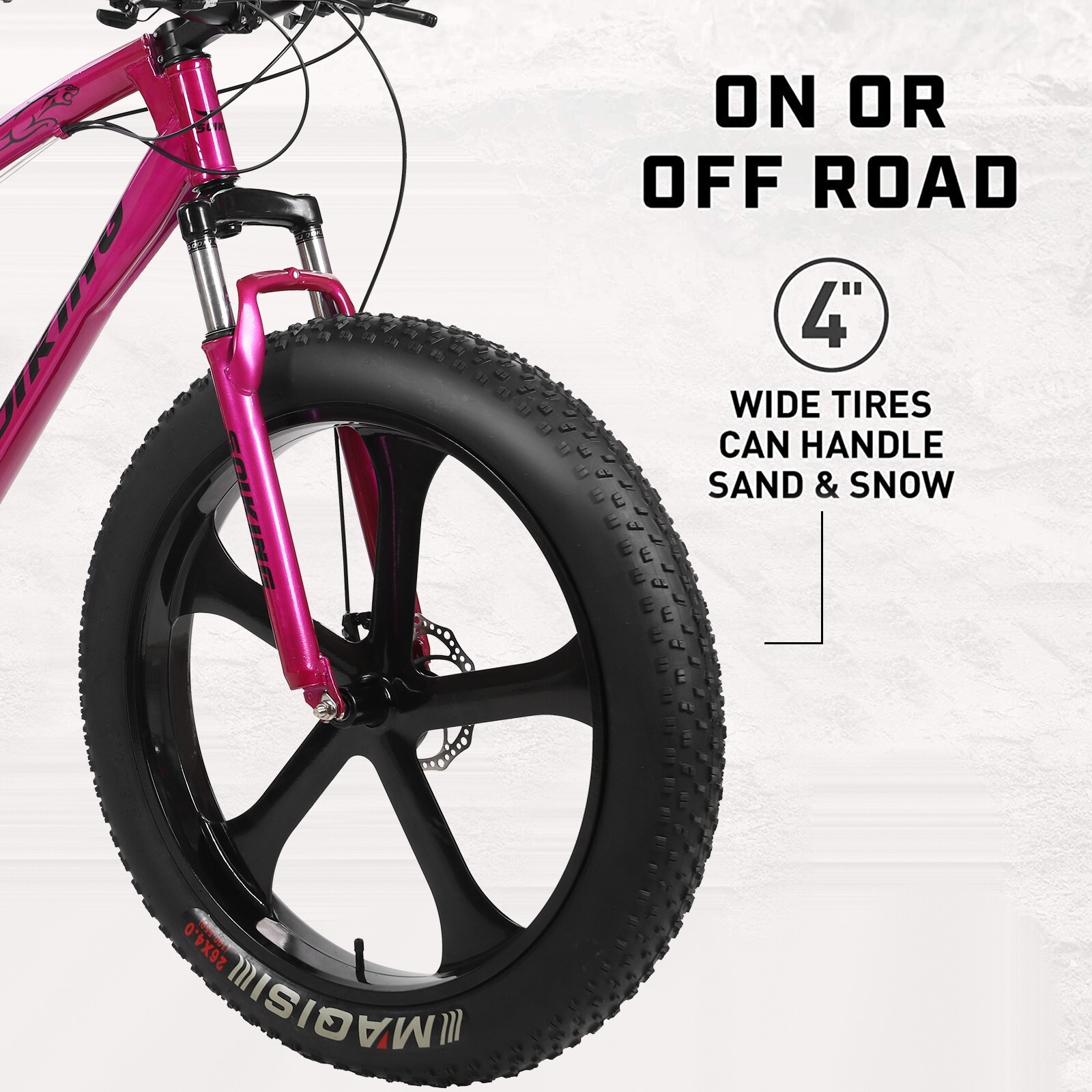 26-Inch 21-Speed​​High-Carbon Steel Frame, Beach And Snow Fat Mountain Bike Kids